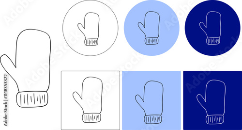 Winter mitten graphic line vector logo illustration for web, app, infographic, etc