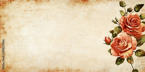 Vintage Floral Background with Two Roses