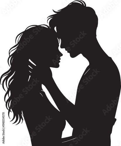 Romantic silhouette of a loving couple: perfect vector art for valentine's day designs