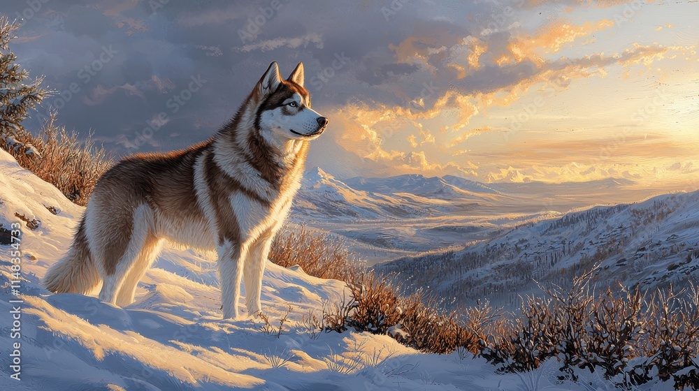 Obraz premium Loyal Husky Looking into Distance