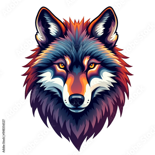 Colorful wolf head illustration
