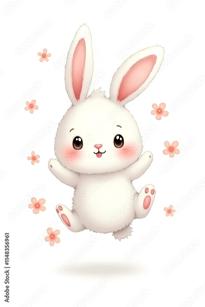 Obraz premium White cartoon bunny dancing