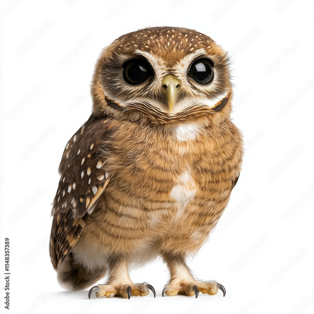 wise owl with detailed feathers, isolated on white background wise owl with detailed feathers, isolated on white background