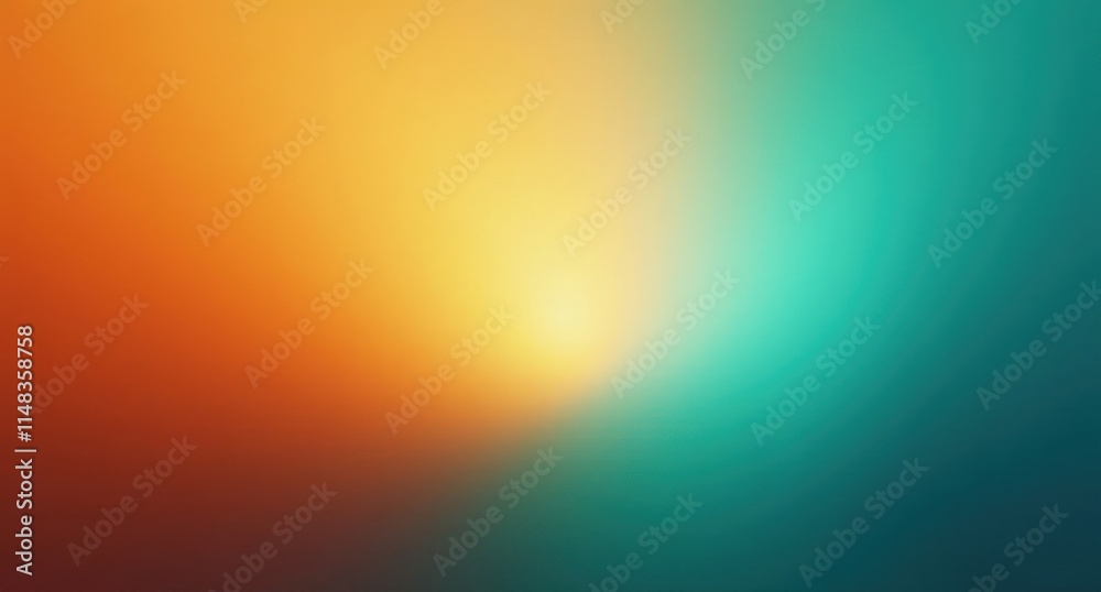 Obraz premium Sunset Orange and Aqua Blue gradient background with dynamic Cyan Green light, abstract soft patterns, high angle, riot style, high-quality digital art on canvas.