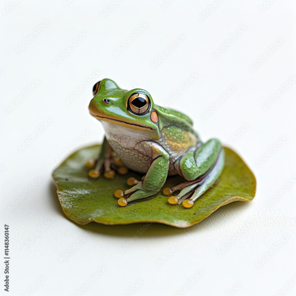 Obraz premium tiny frog sits on lily pad, showcasing vibrant colors and details