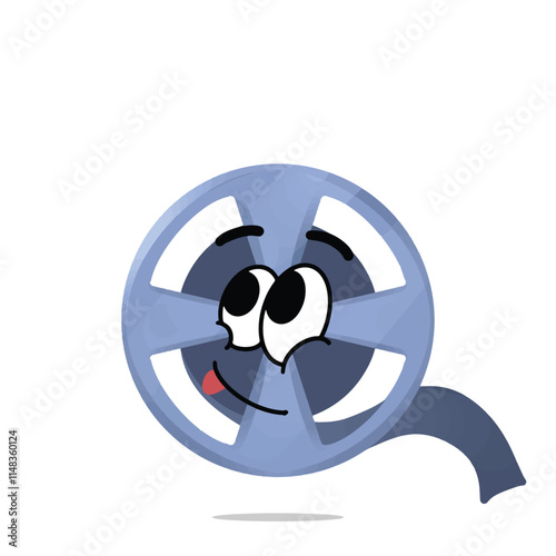 happ reel film mascot vector illustrations. fun and playful concept. hobby, interest, creative, entertainment, film, movie, industry and cinema themes