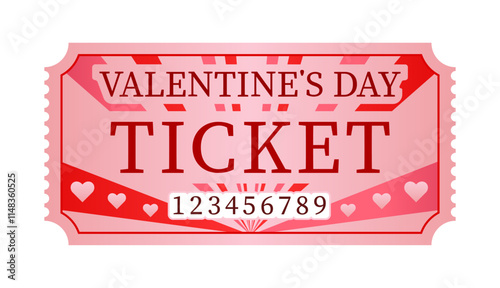 Valentines day ticket or coupon pass romantic love themed