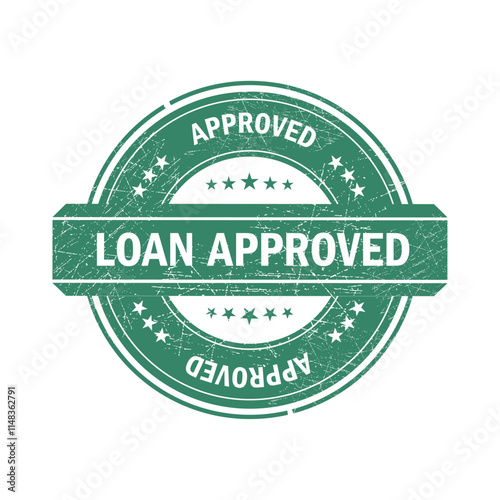 A loan approval stamp that completes the real estate lending process. Blot stamp in grunge style. Vector isolated illustration