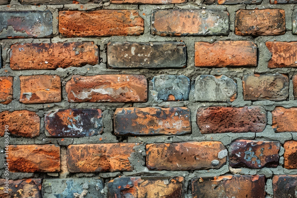 Old red brick wall showing deterioration and wear from weathering Old red brick wall showing deterioration and wear from weathering