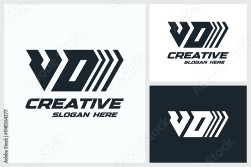 Initial Letter VD Speed ​​Logo, Initial Letter VD Speed ​​Logo Design Stock Vector, VD Speed ​​Logo. Suitable for automotive companies and so on