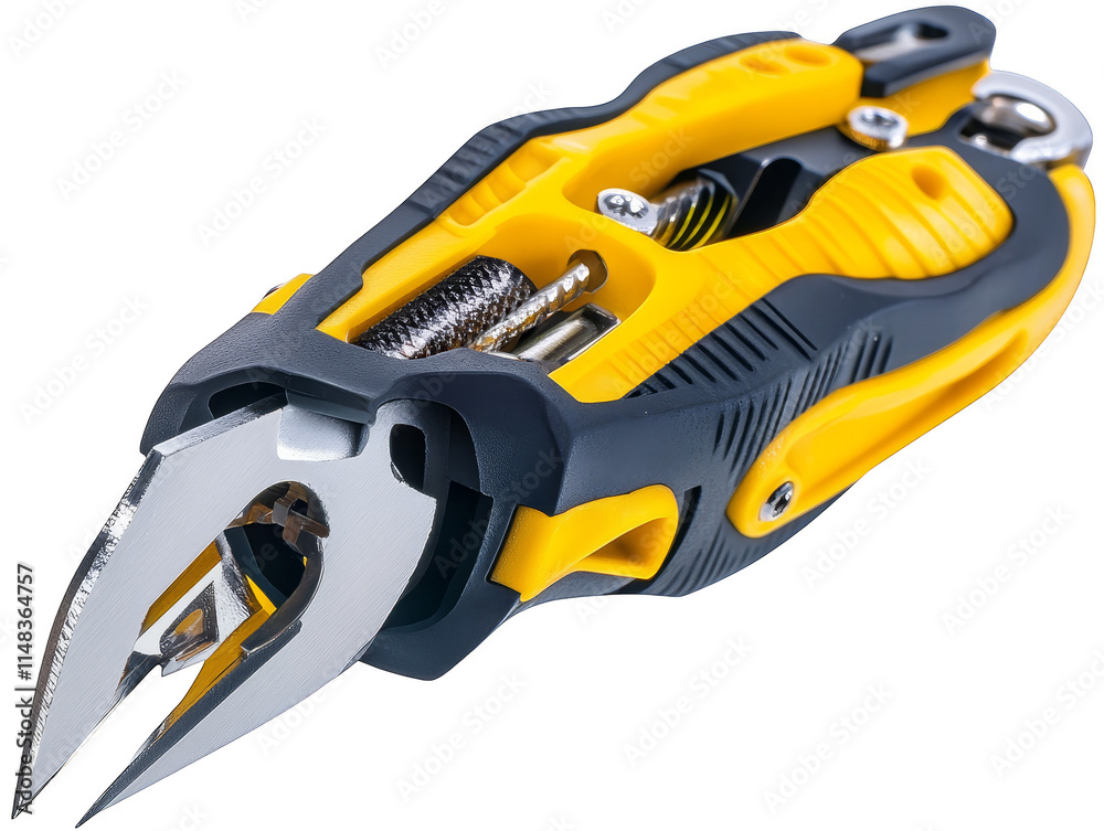 Yellow Black Multi Tool Pliers Closeup Yellow Black Multi Tool Pliers Closeup
