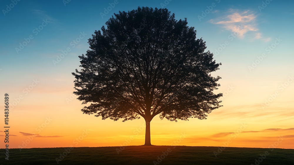 Tree silhouette at sunset.