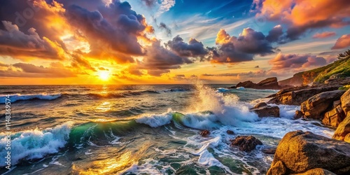 Stunning Seascape Photography: Rule of Thirds Ocean Views, Coastal Scenery, Beach Panorama, Dramatic Waves, Calm Sea, Blue Water, Sunrise Sunset Seashore