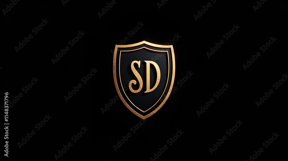 Elegant Shield Emblem with SD Initials on a Dark Background for Branding Purposes Elegant Shield Emblem with SD Initials on a Dark Background for Branding Purposes