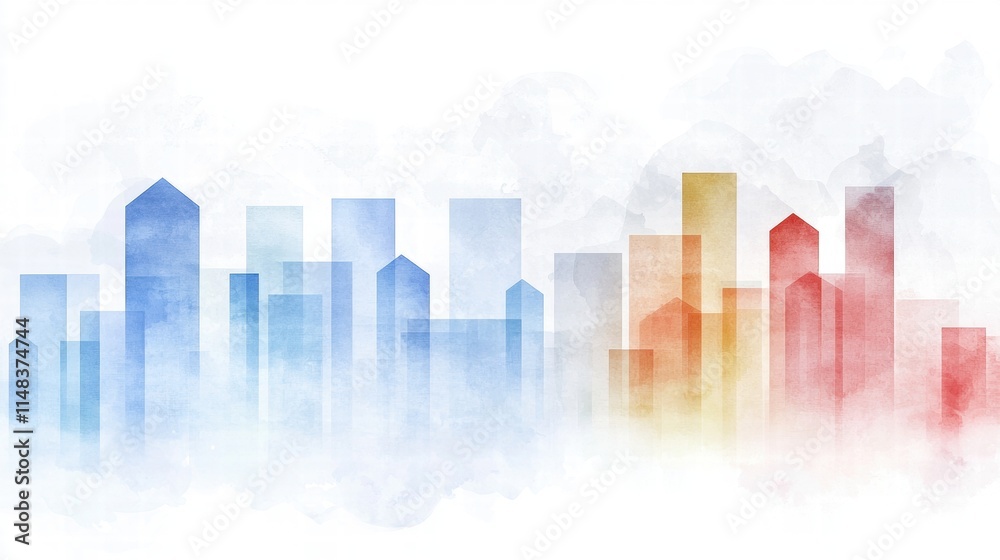 Fototapeta premium Innovative Urban Development Skylines with Economic Growth and Colorful Design Elements