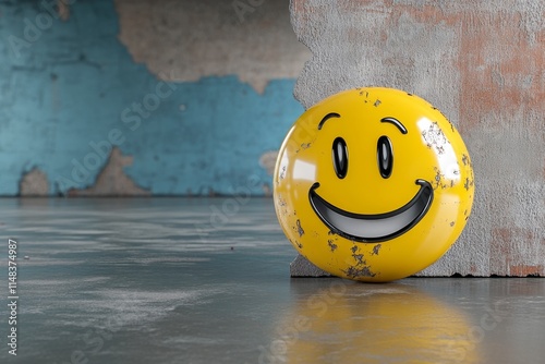 A comical depiction of a smiley face with a single raised eyebrow and a lopsided grin