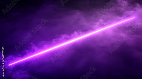 Purple neon line in smoke.