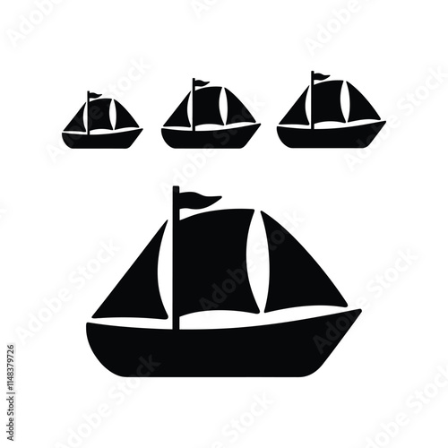 Set of black ship icon