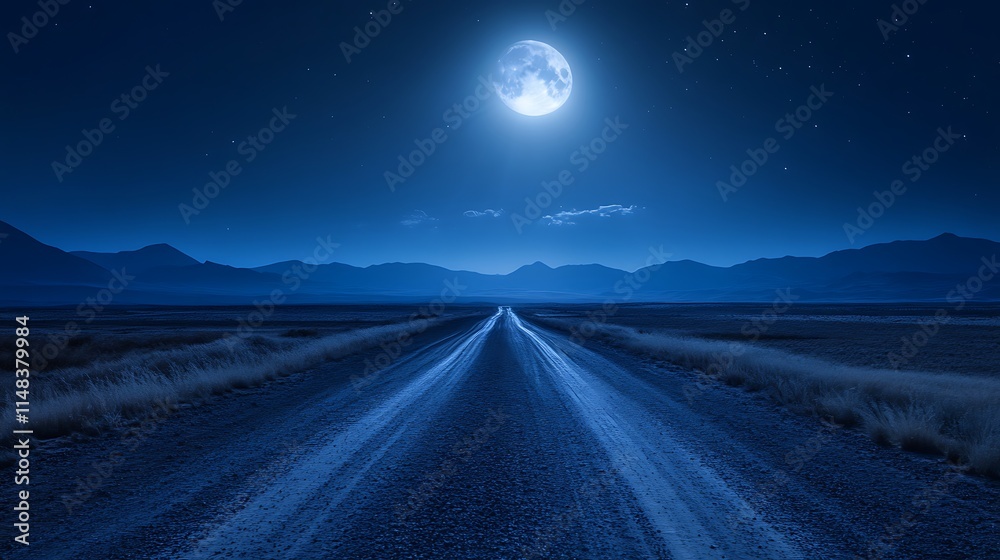 Fototapeta premium Full moon over road. (1)