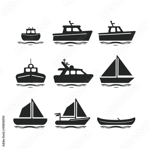 Set of black ship icon