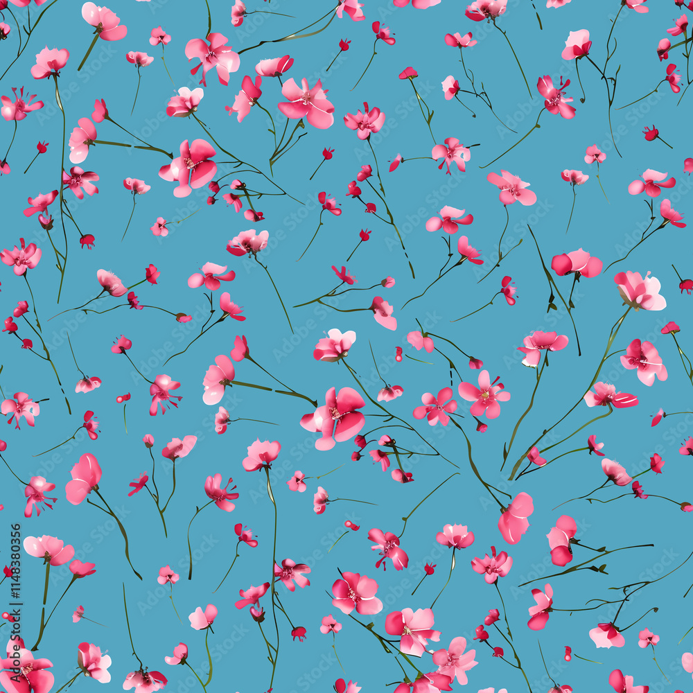 Seamless Pattern Design with Pink Flowers on a Background Perfect for Home Textiles, Fabric Design, Wall Decor, Scrapbooking, Digital Paper, Notebooks, and More Seamless Pattern Design with Pink Flowers on a Background Perfect for Home Textiles, Fabric Design, Wall Decor, Scrapbooking, Digital Paper, Notebooks, and More