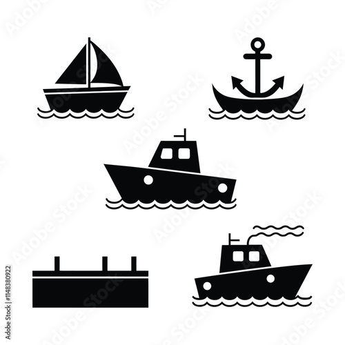 Set of black ship icon