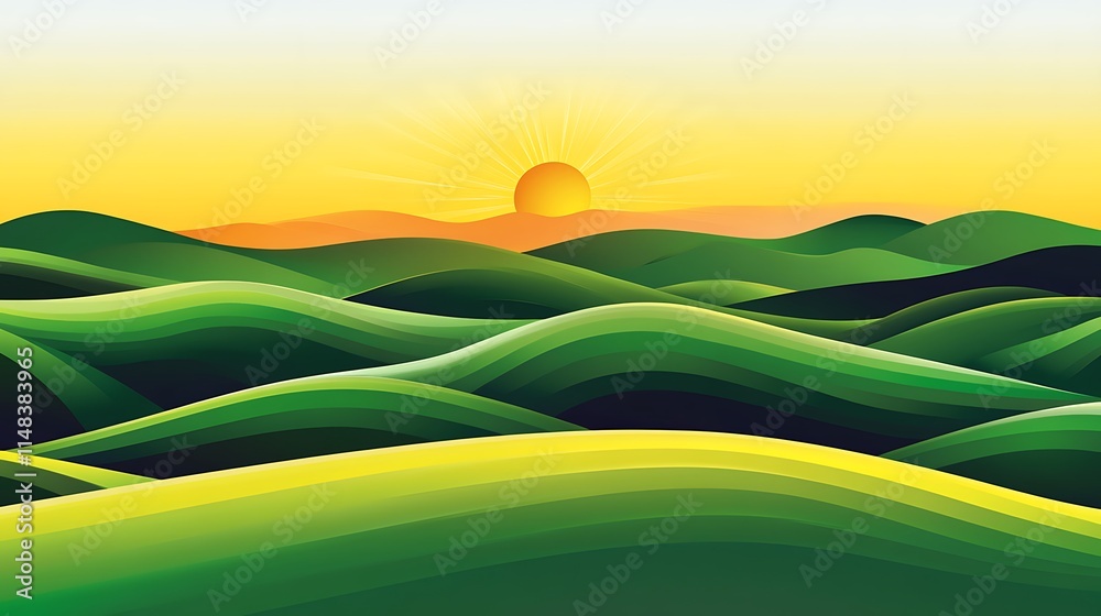 Sunset over rolling hills. Sunset over rolling hills.