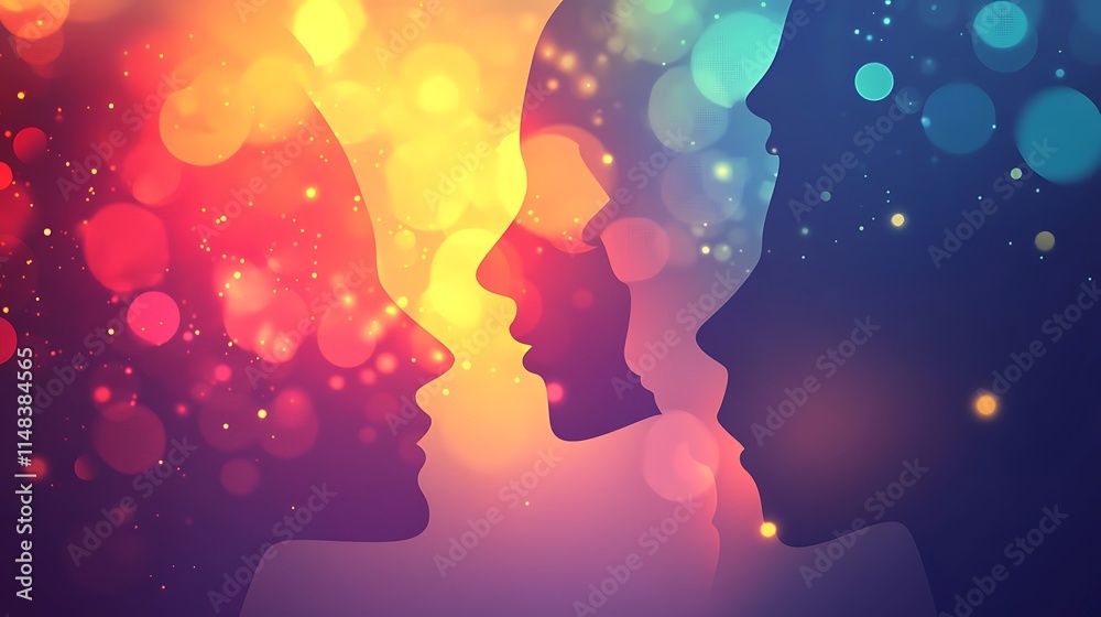 Silhouettes, bokeh. Silhouettes, bokeh.
