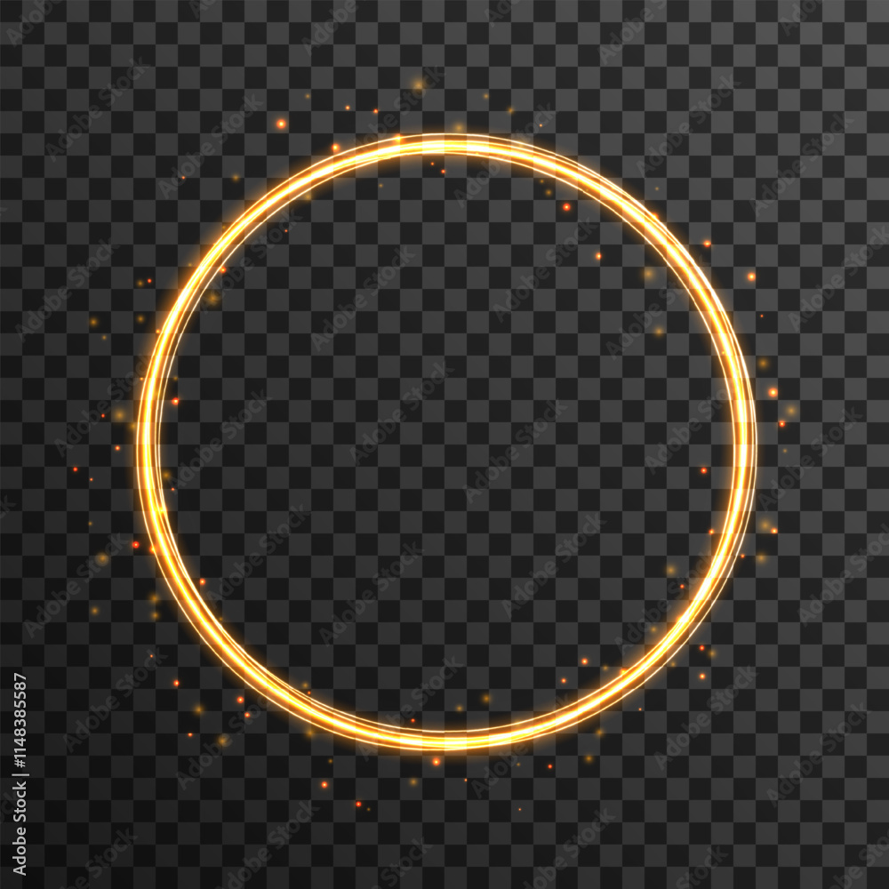 Abstract light lines of movement and speed with golden color sparkles. Vector illustration. Light glowing effect. Luminous trail effect on transparent background. Ethereal portal sign Abstract light lines of movement and speed with golden color sparkles. Vector illustration. Light glowing effect. Luminous trail effect on transparent background. Ethereal portal sign