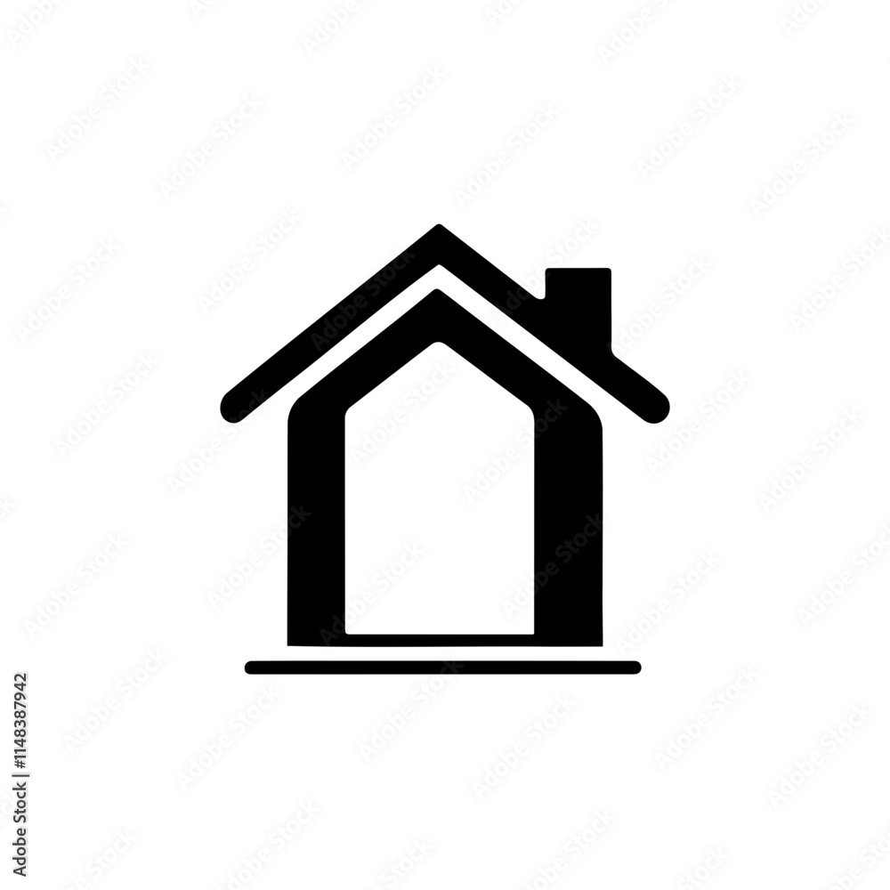 A house icon silhouette on white background