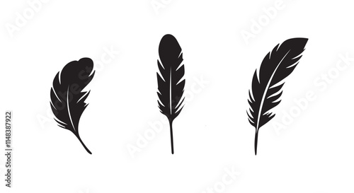 A set of feather icons silhouette on white background