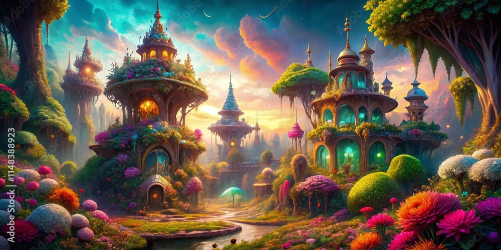 Obraz premium Surreal Fantasy Vintage Photo: Intricate Dreamlike World, Whimsical Art, Retro Photography