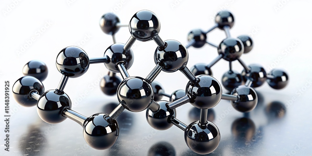 3D Render Black Molecule White Background - Scientific Illustration, Molecular Structure, Chemistry Image, Abstract Science, 3D Molecular Model 3D Render Black Molecule White Background - Scientific Illustration, Molecular Structure, Chemistry Image, Abstract Science, 3D Molecular Model