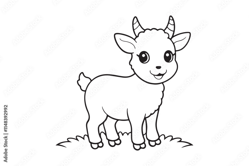 Goat line art vector illustration, Goat silhouette vector Goat line art vector illustration, Goat silhouette vector