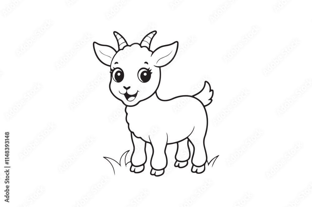 Goat line art vector illustration, Goat silhouette vector Goat line art vector illustration, Goat silhouette vector
