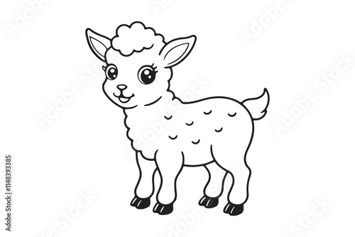 Goat line art vector illustration, Goat silhouette vector  photo