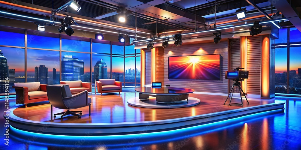 3D Rendered TV Studio Set: Virtual Backgrounds for News, Games, Interviews 3D Rendered TV Studio Set: Virtual Backgrounds for News, Games, Interviews