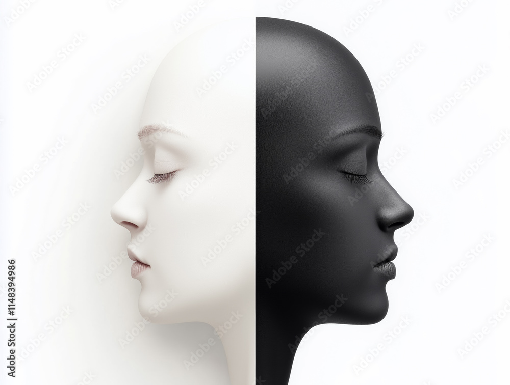 Artistic representation of duality in faces Artistic representation of duality in faces