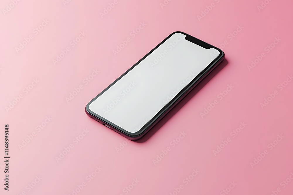 Mobile phone with a blank screen on a pink background. Mobile phone with a blank screen on a pink background.