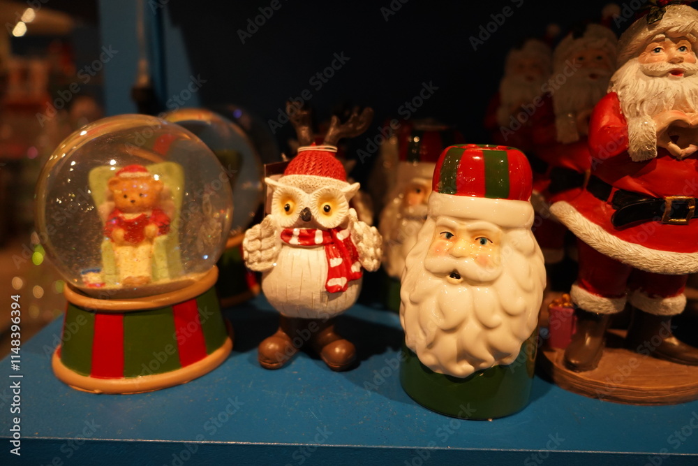 Fototapeta premium christmas toys and decorations in the store