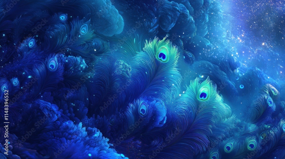 Fototapeta premium Cosmic peacock feathers in a nebula-like cloud.