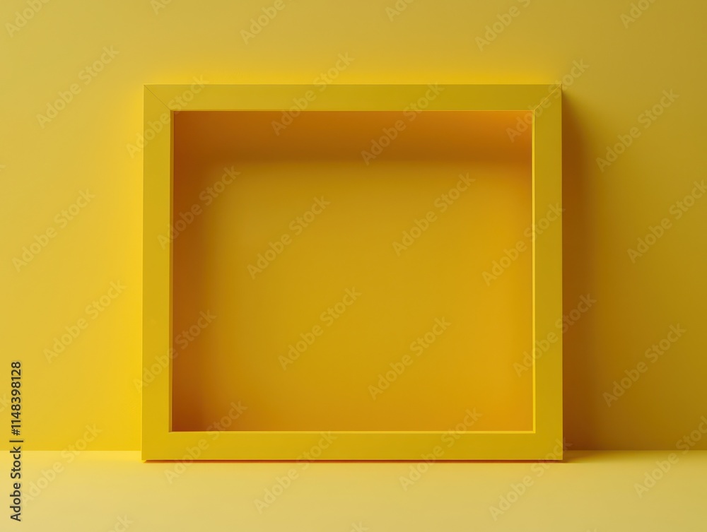 Yellow frame against a yellow background in a modern minimalist style, ideal for artwork Yellow frame against a yellow background in a modern minimalist style, ideal for artwork