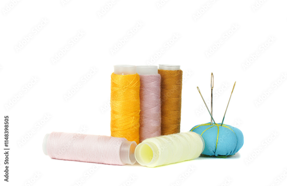 Sewing thimbles, bobbin and needle