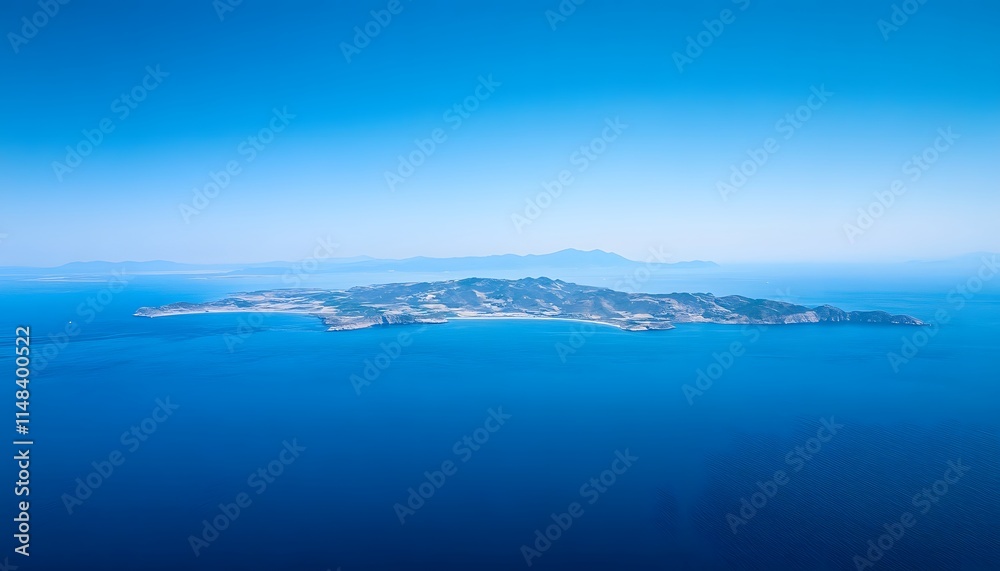 Aerial shot of the Seto Inland Sea with its scattered islands and serene blue waters under a clear sky, in 4K resolution Aerial shot of the Seto Inland Sea with its scattered islands and serene blue waters under a clear sky, in 4K resolution