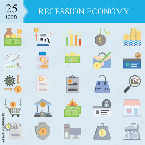 Recession economy icon colored, this image explains about the recession that occurred