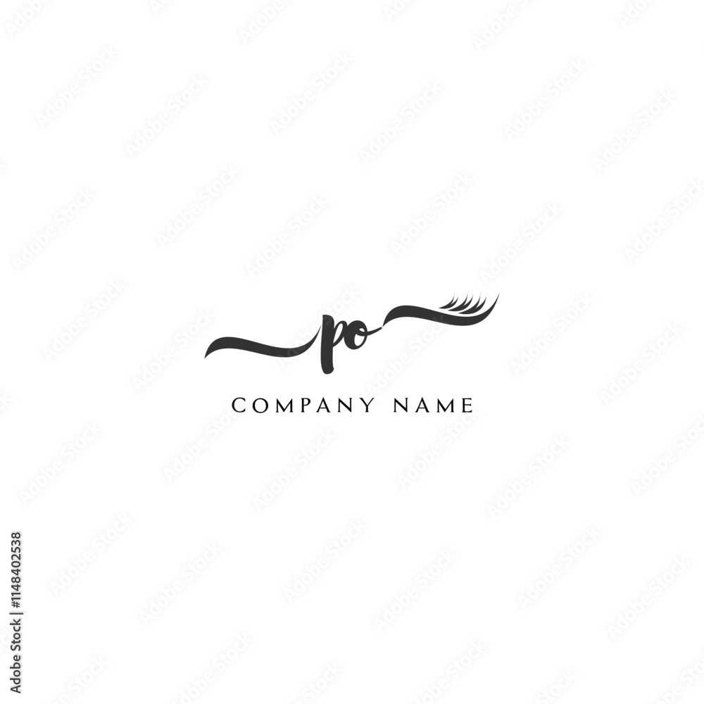 Minimalist PO Logo Design with Abstract Feather Element Minimalist PO Logo Design with Abstract Feather Element