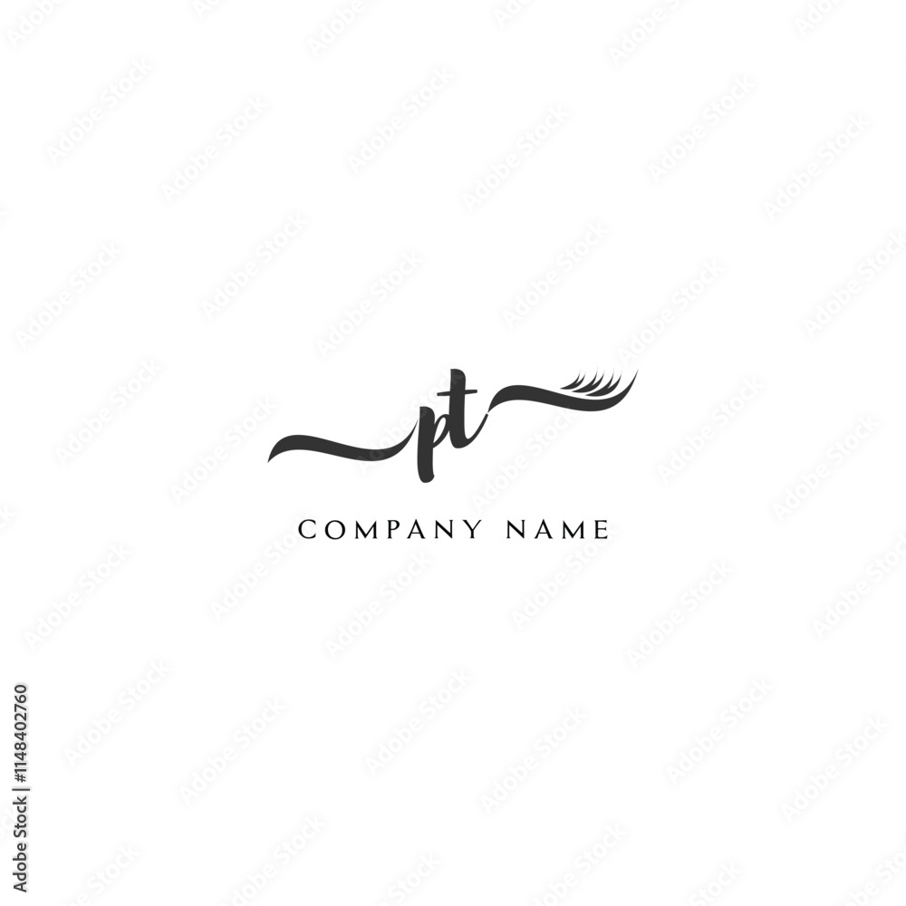 Fototapeta premium Minimalist PT Logo Design with Abstract Feather Element