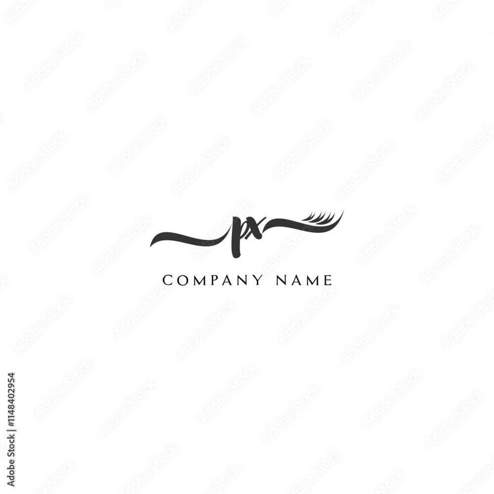 Minimalist PX Logo Design with Abstract Feather Element Minimalist PX Logo Design with Abstract Feather Element