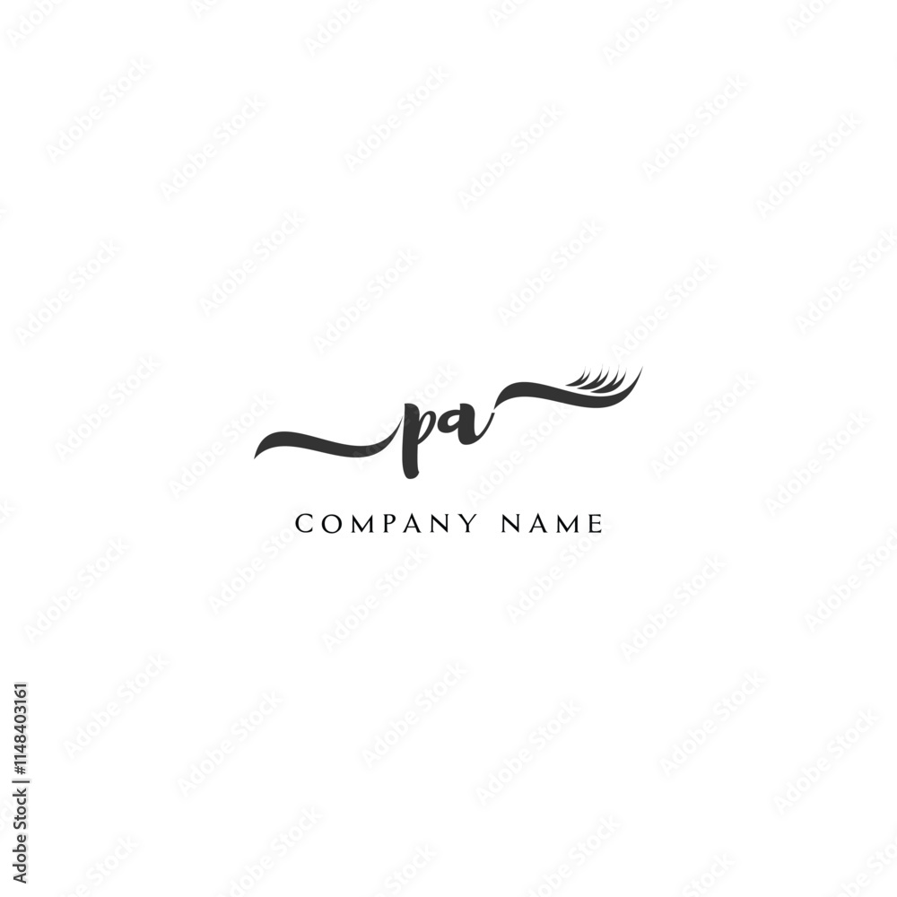 Minimalist PA Logo Design with Abstract Feather Element Minimalist PA Logo Design with Abstract Feather Element