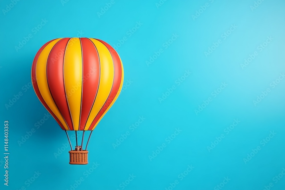 Obraz premium A simple illustration of a hot air balloon floating in the sky, with soft gradients and minimal details